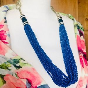Blue Multi Strand Necklace NEW Gold Twist Links